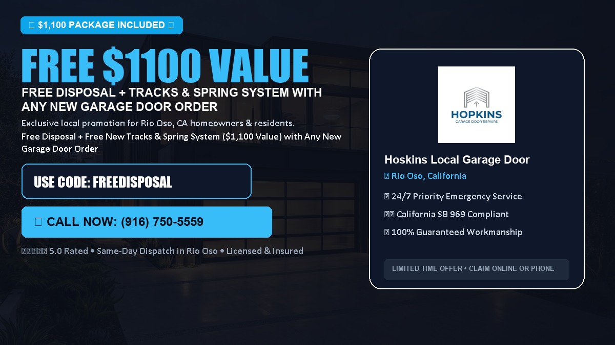 Free Disposal + Free New Tracks & Spring System with Any New Garage Door Order ($1100 Value) in Rio Oso, CA